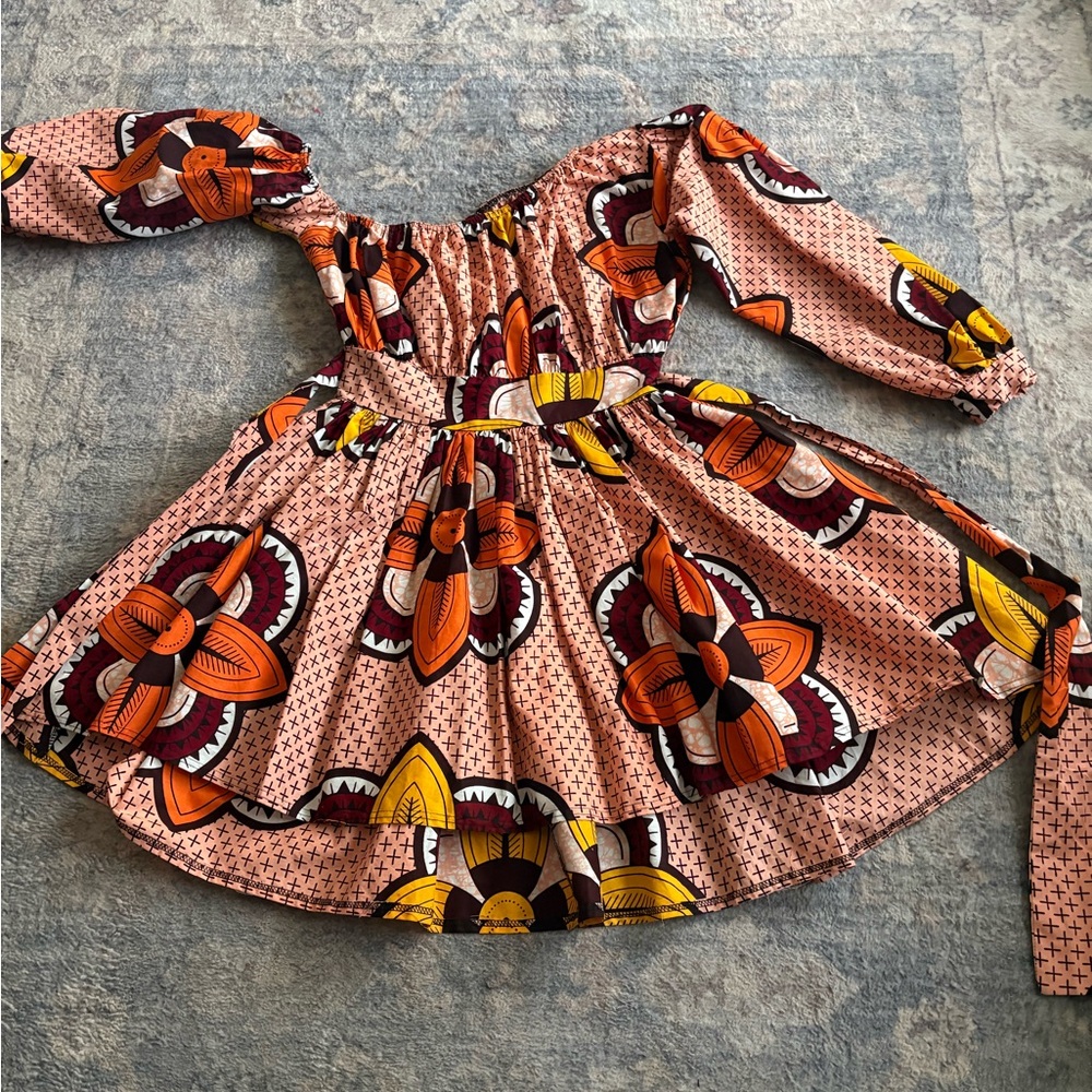 Shoulder Maxi Dress | Soft Pink African Print Dress | Dashiki Dress new